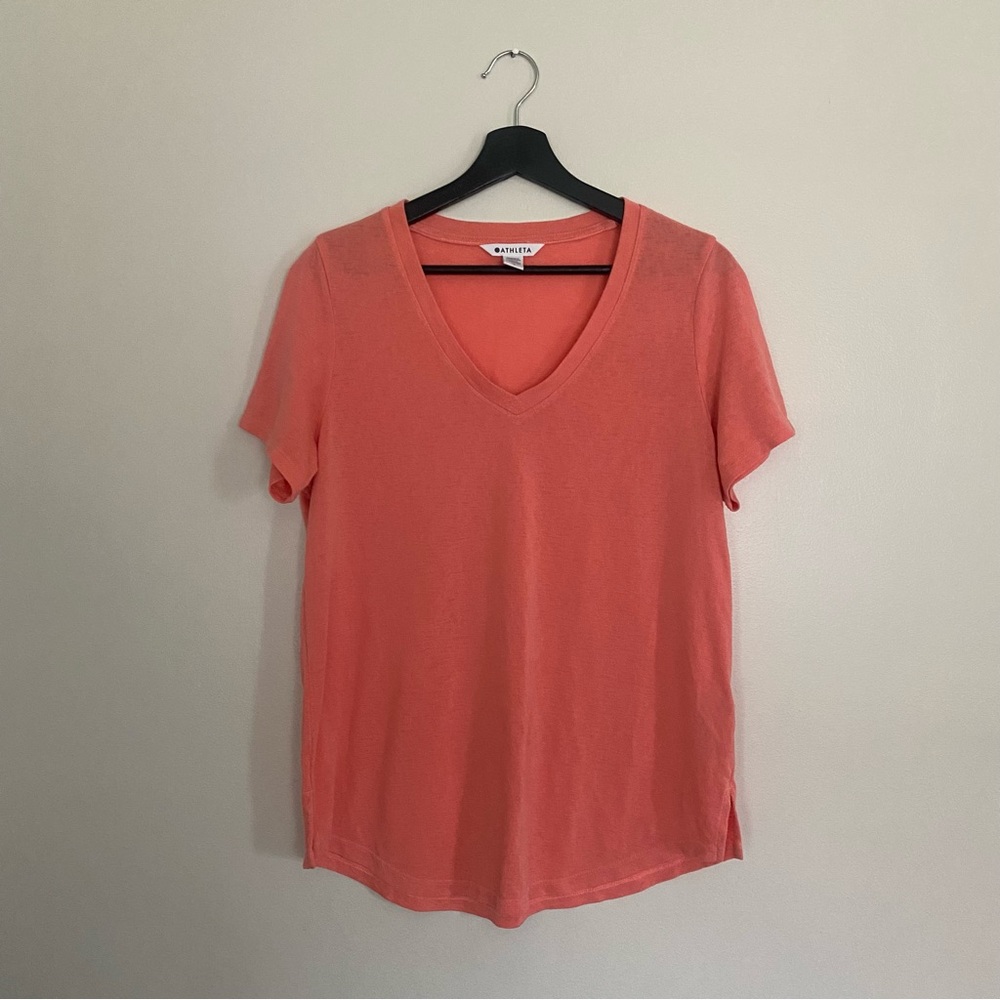 Athleta Breezy Scoop Neck Orange Short Sleeve T-Shirt